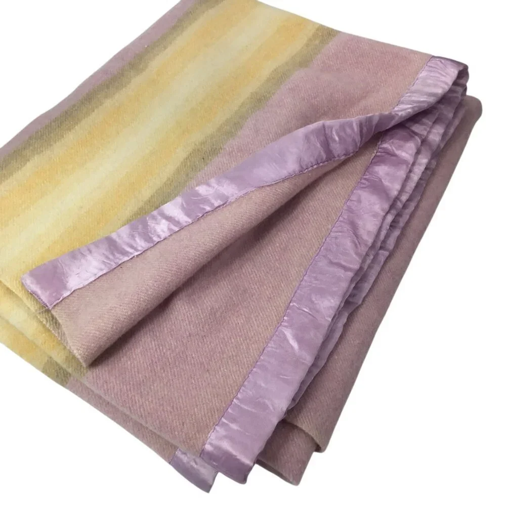 Olympiad Blanket Pendleton 1932 Olympics Stripe Satin 100% Virgin Wool Lilac LA